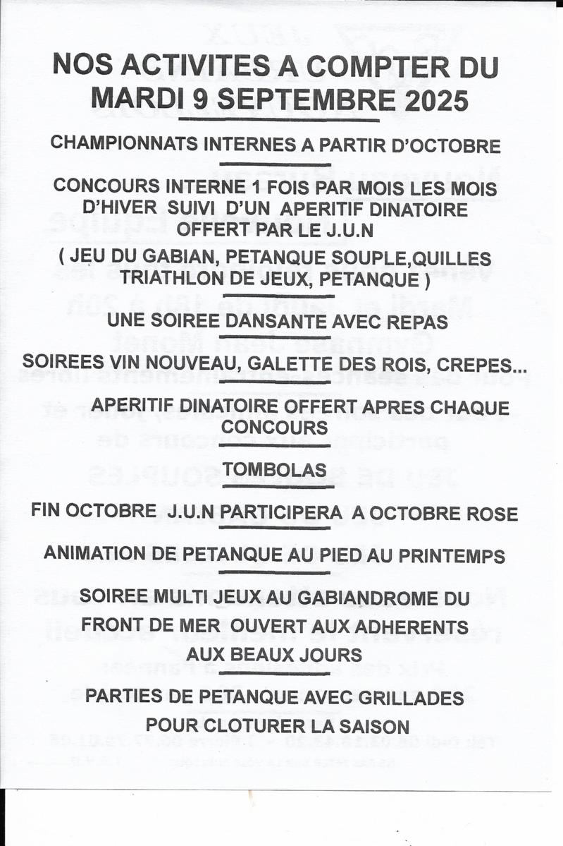 ACTIVITES du JUN